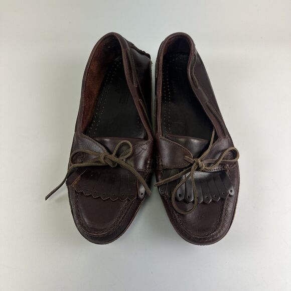 Johnston And Murphy Driving Moccasins Brown Leather Kiltie Fringe Slip On Men 10 main image 10